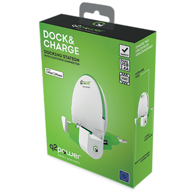q2power Docking station sa Lightning konektorom - DOCK&CHARGE L EURO - Image 2