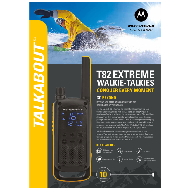 Motorola Walkie Talkie, domet 10 km, 16 kanala, vodootporno - TLKR T82 Extreme - Image 6