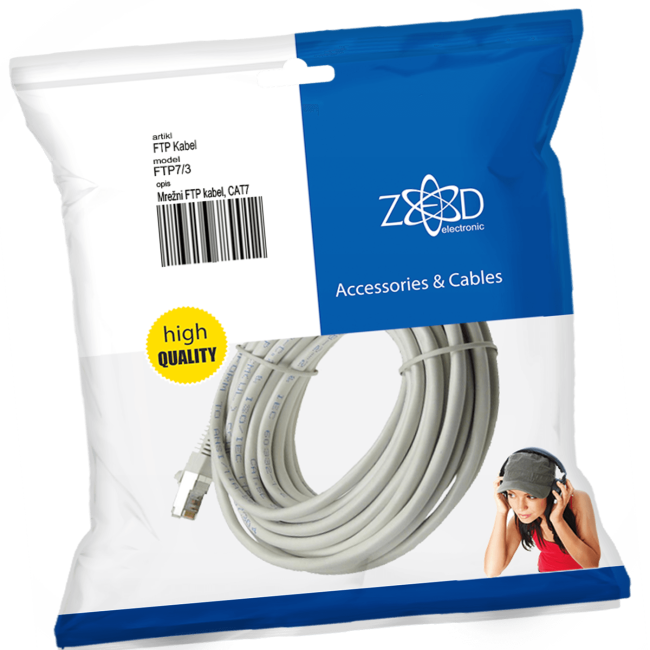 ZED electronic Mrežni FTP kabl, CAT7, dužina 3.0 metra - FTP7/3