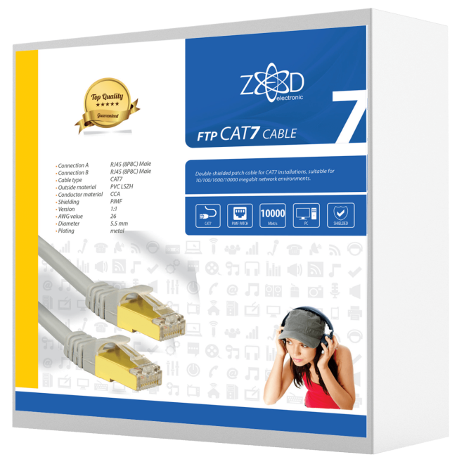 ZED electronic Mrežni FTP kabl, CAT7, dužina 15.0 metara - FTP7/15