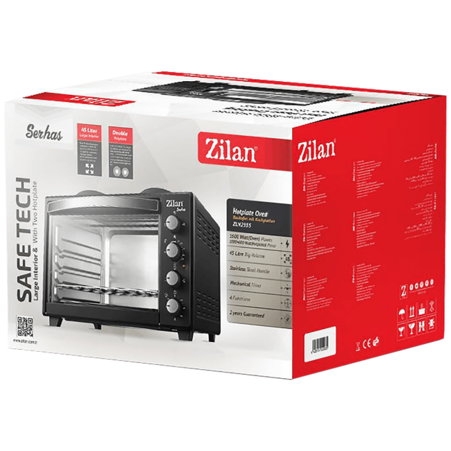 Zilan Mini pećnica, 2 grijače ploče, 45 l, 3200 W, crna - ZLN2935 - Image 2