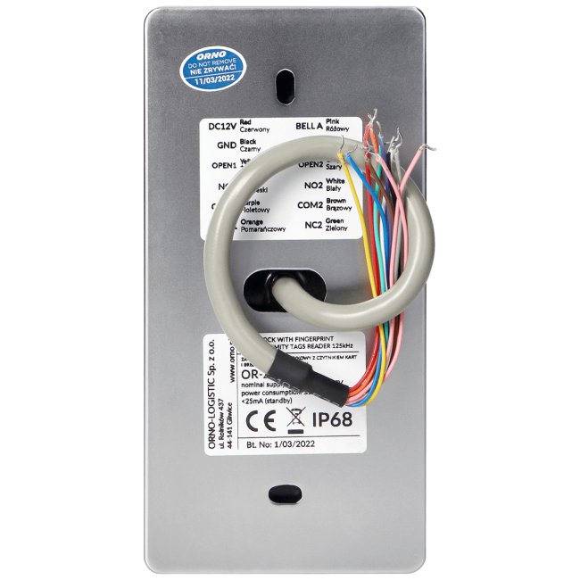 Orno Dodirna tastatura, RFID / Tag reader , zvono, IP68 - OR-ZS-827 - Image 4