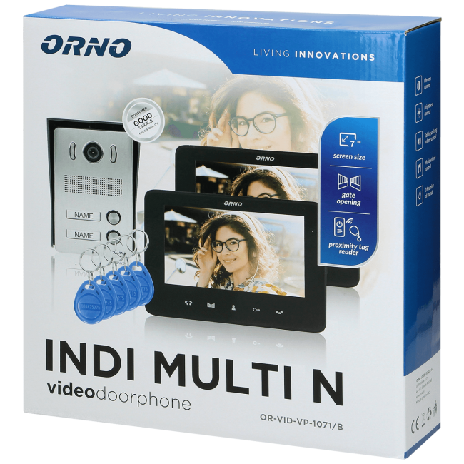 Orno Video interfon 2 x 7", 8 x RFID Tag, set, Indi Multi N - OR-VID-VP-1071/B - Image 2