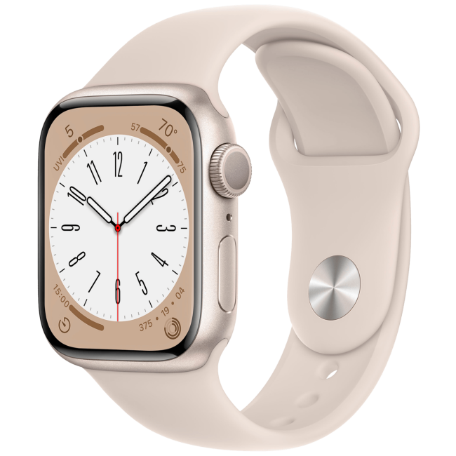 Apple Pametni sat, 1.69" LTPO OLED zaslon, vodootporan BT, WiFi - Watch Series 8 GPS 41mm Starlight