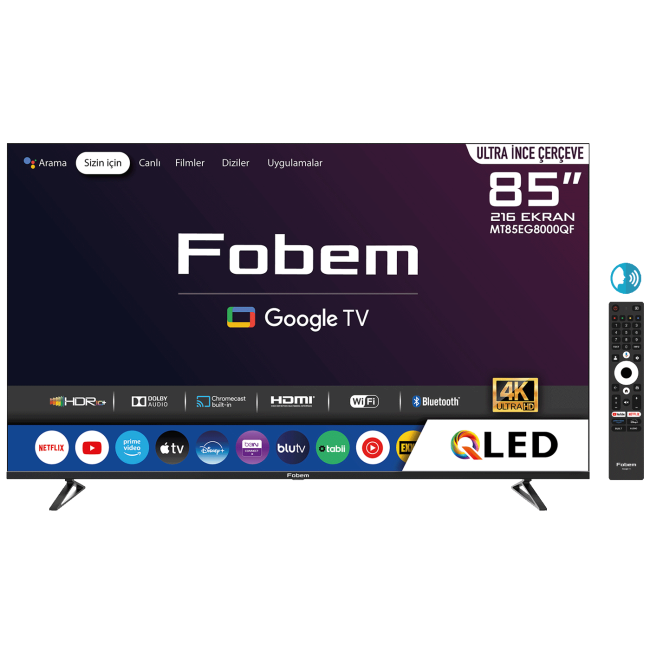 Fobem Televizor Smart QLED 4K UltraHD 85", Google TV - MT85EG8000QF