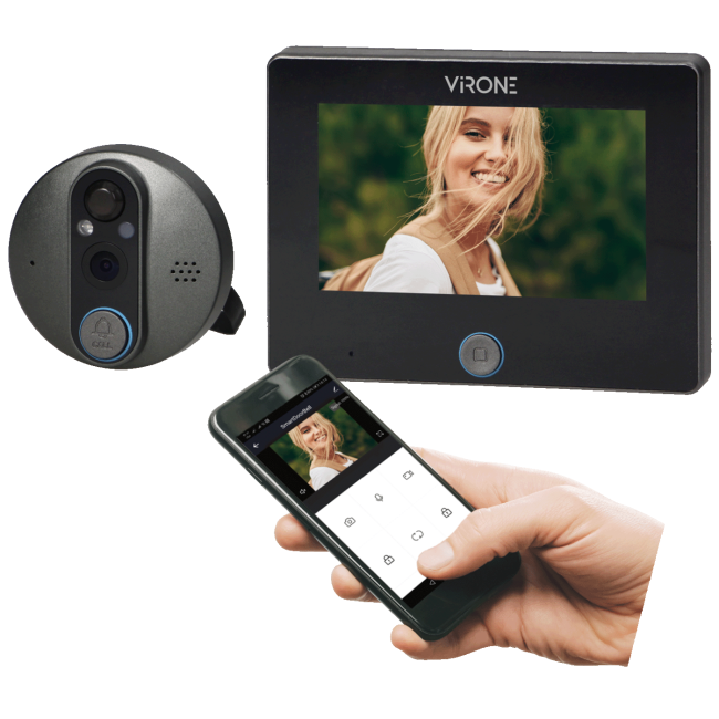 Virone Digitalna špijunka za ulazna vrata, Smart, 4.3", LCD, WiFi - DV-3