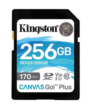 Kingston SD 256GB CanvasGoPlus SDXC;r/w:170/90MB/s SDG3/256GB