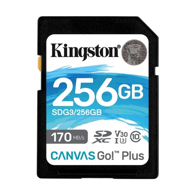 Kingston SD 256GB CanvasGoPlus SDXC;r/w:170/90MB/s SDG3/256GB