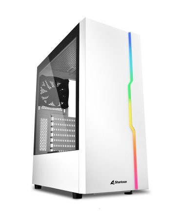 Kućište SHARKOON gaming, RGB Slider, ATX, 1x120mm fan, white, Tempered Glass