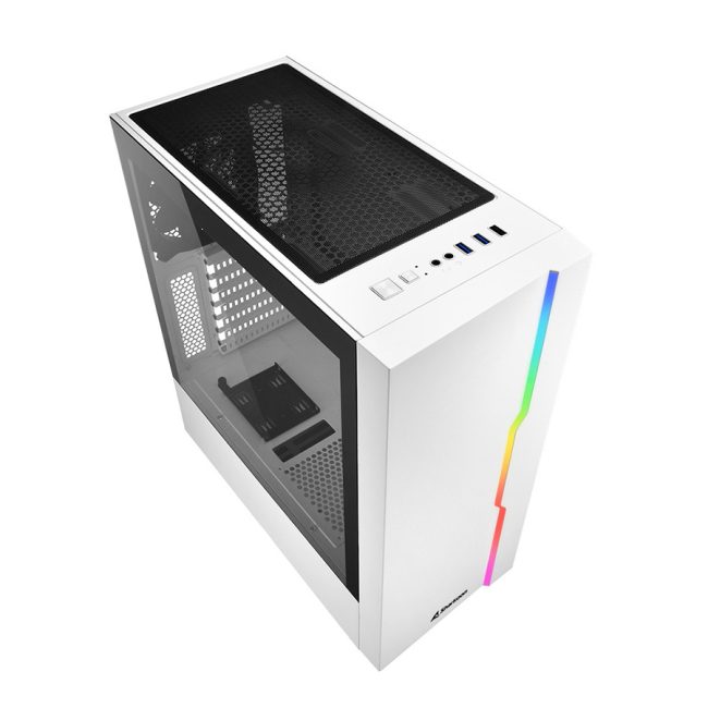 Kućište SHARKOON gaming, RGB Slider, ATX, 1x120mm fan, white, Tempered Glass - Image 3