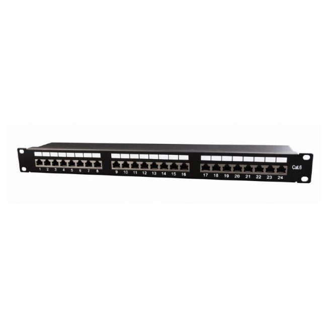 PATCH PANEL 24 PORTA cat.6, shielded, 19" 1U, GEMBIRD, NPP-C624-002, designed for 19" standard, 483x111x45 mm