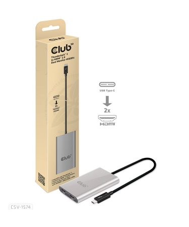 Video adapter Club 3D Thunderbolt 3 to HDMI 2.0 Dual Monitor 4K60Hz M/F CSV-1574