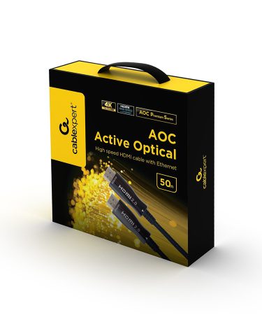 HDMI kabl GEMBIRD, 50m, Active Optical (AOC) High speed +Ethernet AOC Premium Series CCBP-HDMI-AOC-50M