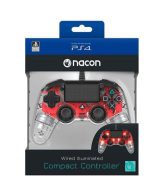 Bigben PS4 Nacon Compact Light Wired Controller prozirno-crveni
