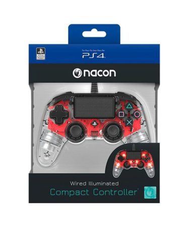Bigben PS4 Nacon Compact Light Wired Controller prozirno-crveni