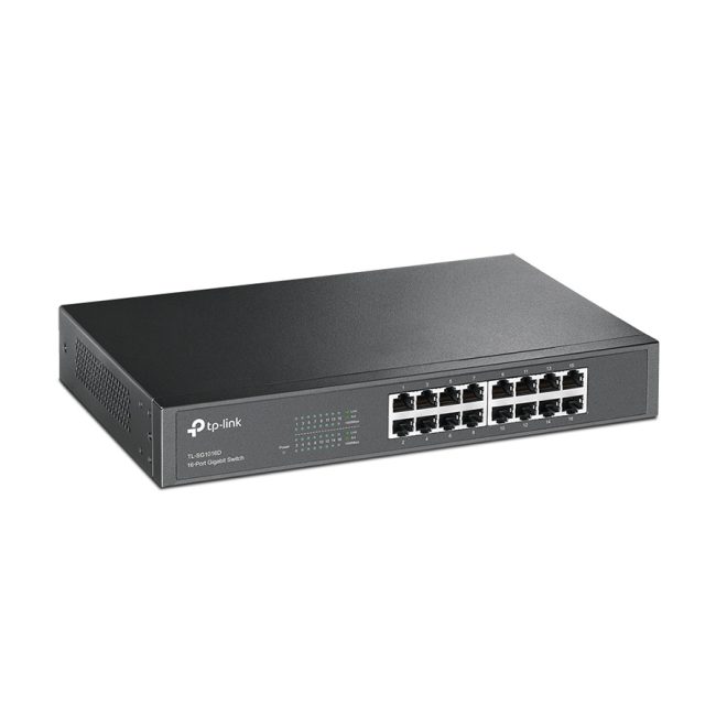 SWITCH TP- LINK 16 port Gigabit Desktop/Rackmount, 1U 13-inch steel case, supports MAC address self-learning, AUTO MDI/MDIX, JUMBO Frame TL-SG1016D
