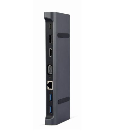 Docking station USB adapter Type-C 9-in-1 multi-port adapter Hub3.0 + HDMI + DisplayPort + VGA + PD + LAN + audio, GEMBIRD A-CM-COMBO9-02