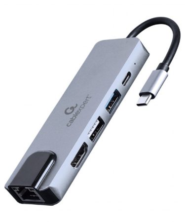 Docking station USB adapter Type-C 5-in-1 multi-port adapter Hub + HDMI + PD + LAN GEMBIRD A-CM-COMBO5-04