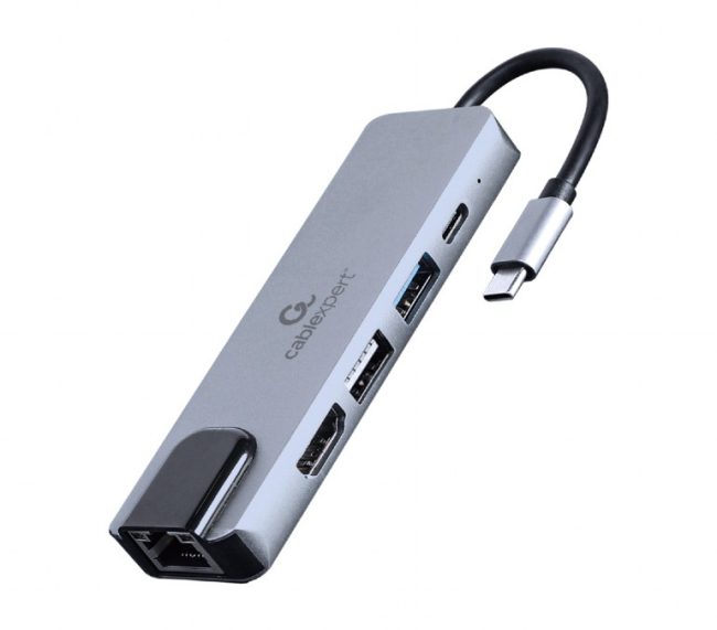 Docking station USB adapter Type-C 5-in-1 multi-port adapter Hub + HDMI + PD + LAN GEMBIRD A-CM-COMBO5-04