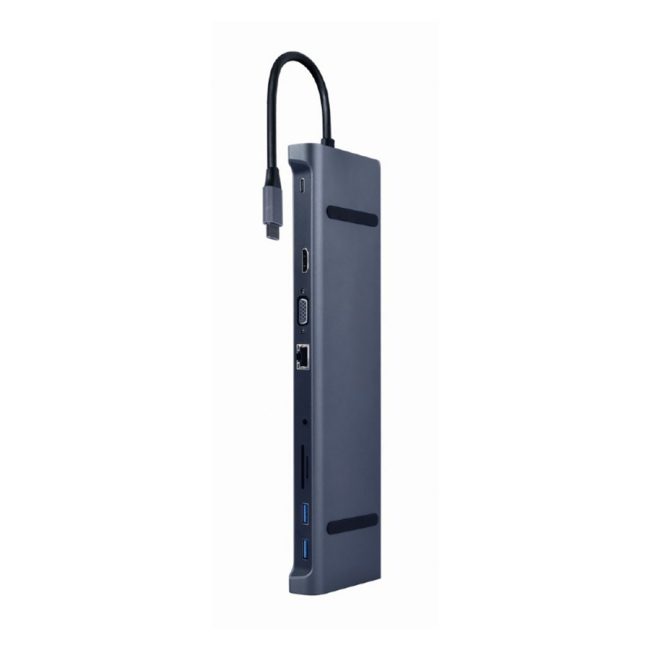 Docking station GEMBIRD USB adapter Type-C 10-in-1 multi-port adapter (USB hub+HDMI+VGA+PD+card reader+LAN+3.5mm), A-CM-COMBO10-01