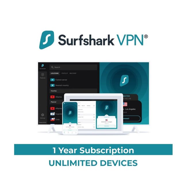 Surfshark VPN – 1 Year Unlimited Devices