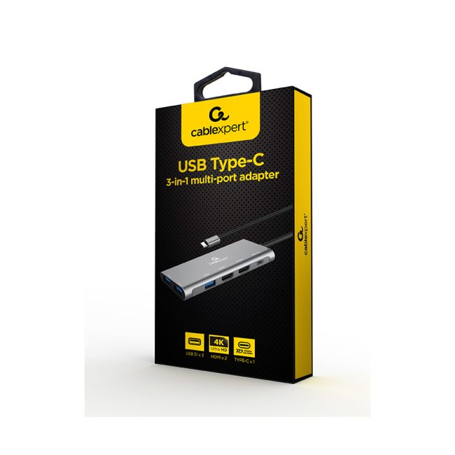 Docking station GEMBIRD USB adapter Type-C 3-in-1 multi-port adapter Hub + HDMI + PD, A-CM-COMBO3-03 - Image 3