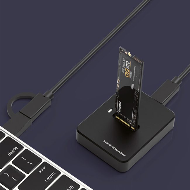 Postolje za M.2 SATA & NVME SSD drive docking station, black GEMBIRD, Type-C, DD-U3M2 - Image 2