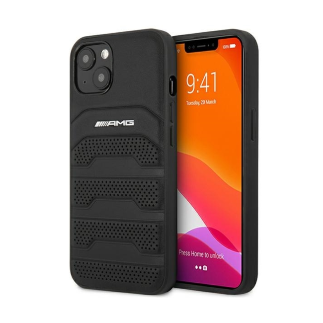ORIGINALNA AMG TORBICA KOŽNA UTISNUTA LINIJA AMHCP14MGSEBK ZA IPHONE 14 PLUS CRNA
