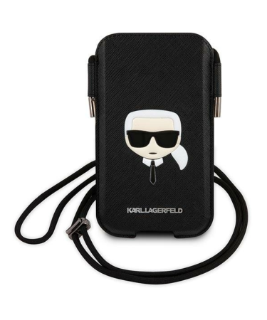ORIGINAL KARL LAGERFELD TORBICA SAFFIANO IKONIK KARL`S HEAD KLHCP12MOPHKHK 6,1 INČA CRNA