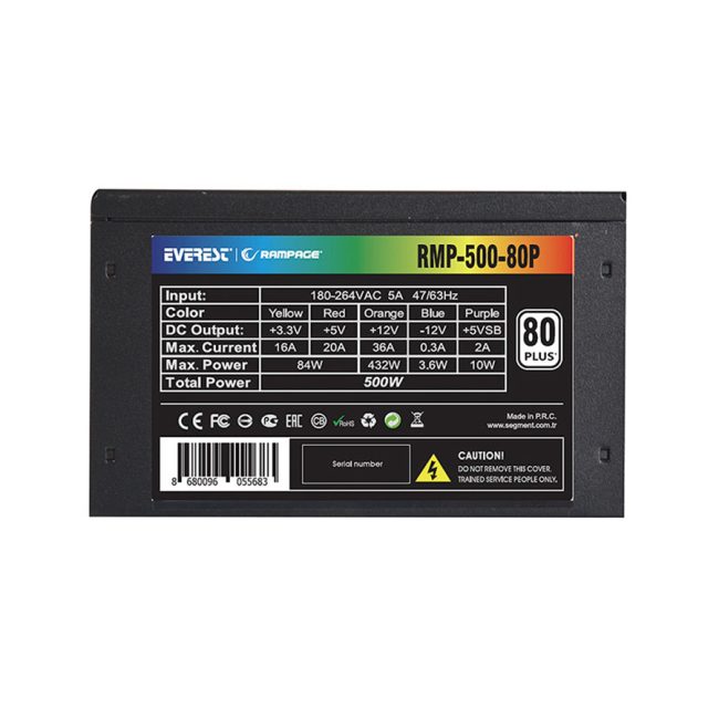 Napojna jedinica gaming RAMPAGE RMP-500-80P 500W Active PFC,ventilator 120mm, 80 PLUS - Image 4