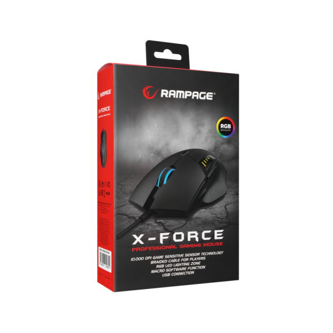 Miš gaming RAMPAGE SMX-R83 X-FORCE black, USB, 10000dpi, RGB - Image 8