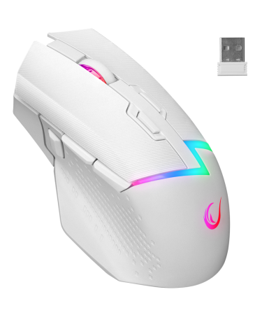 Miš gaming RAMPAGE DROP M3, white, RGB, wireless, 10000dpi