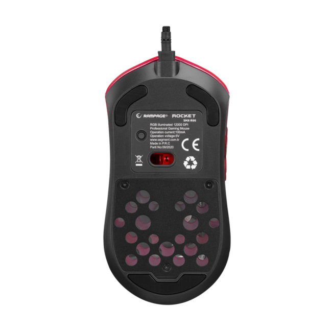 Miš gaming RAMPAGE SMX-R66 ROCKET Ultra Light Red RGB LED 12000dpi - Image 7