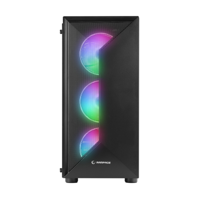 Kućište gaming RAMPAGE TRIANGLE, ATX, ventilatori 4x120mm, Auto RGB, glass, Mid-Tower - Image 2
