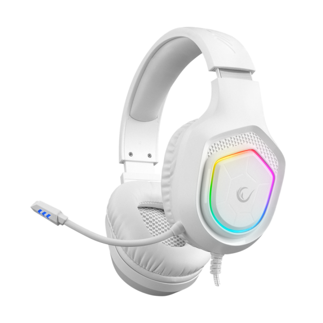 Slušalice sa mikrofonom gaming RAMPAGE RM-K90 VECTOR white, RGB LED 3,5 mm