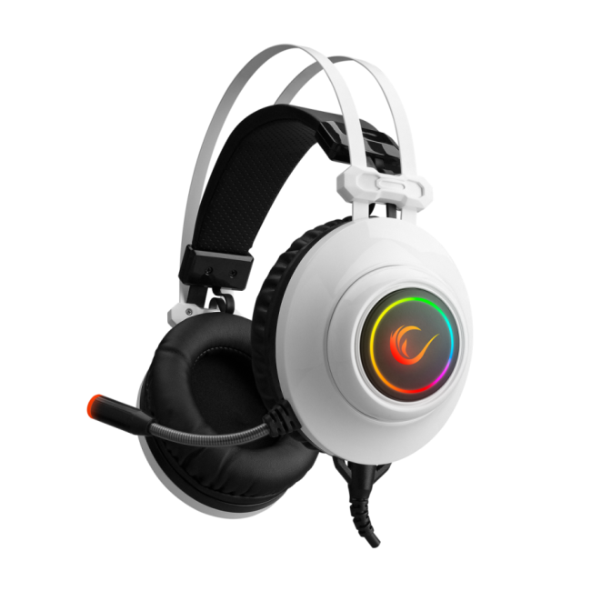 Slušalice sa mikrofonom gaming  RAMPAGE RM-K1 PULSAR white, USB 7.1 surround, vibracija, RGB