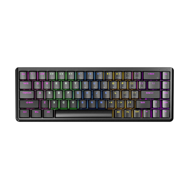 Tastatura gaming RAMPAGE REBEL black, Mechanical, Low Profile, red switch, US Layout, Rainbow - Image 2