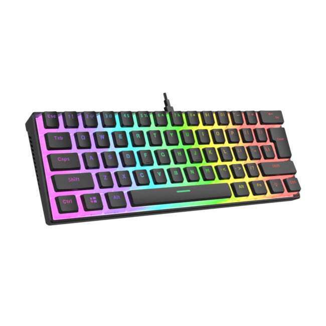 Tastatura gaming RAMPAGE RADIANT K11 black, Type-C, RGB, red switch, US layout, pudding keycaps