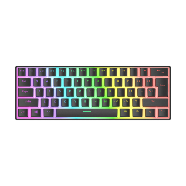 Tastatura gaming RAMPAGE RADIANT K11 black, Type-C, RGB, red switch, US layout, pudding keycaps - Image 2