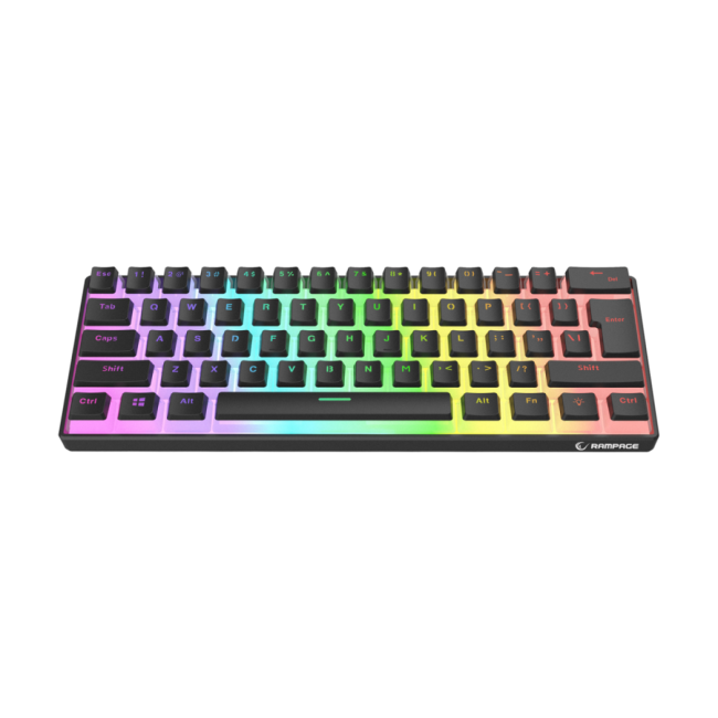 Tastatura gaming RAMPAGE RADIANT K11 black, Type-C, RGB, red switch, US layout, pudding keycaps - Image 4