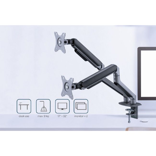 NOSAČ ZA DVA MONITORA GEMBIRD MA-DA2-05, up to 32", up to 9 kg - Image 11