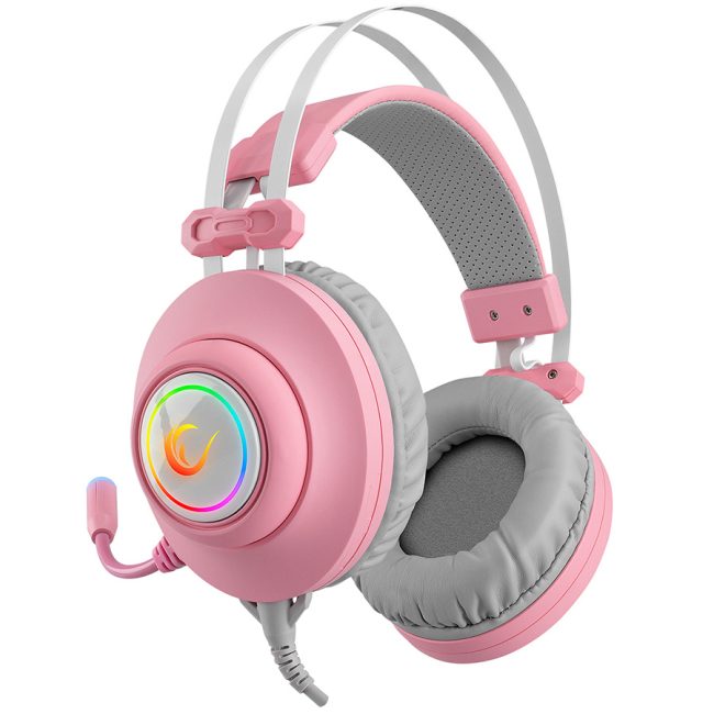Slušalice sa mikrofonom gaming RAMPAGE RM-K1 PULSAR pink, USB, 7.1 Surround+Vibration, RGB, dugi fleksibilni mikrofon - Image 2