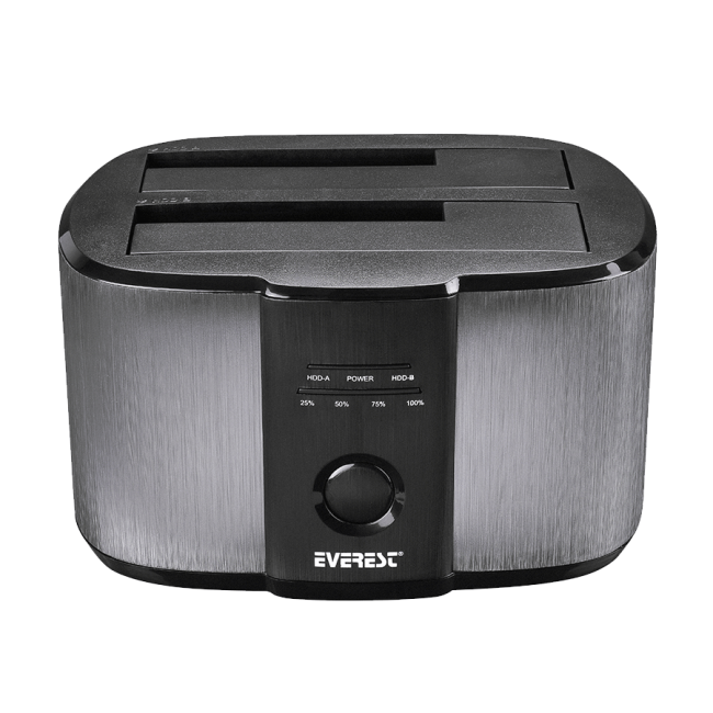 Postolje za dva externa 2,5" i 3.5" SATA HDD/SSD Everest HD3-540, USB3.0 SATA III 6Gbps 4TB / 6TB / 8TB Docking Harddisk Box - Image 2