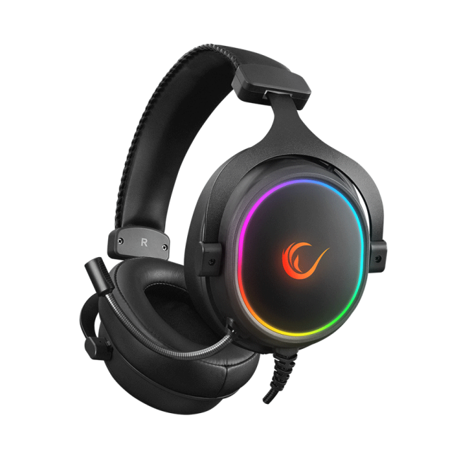 Slušalice sa mikrofonom gaming RAMPAGE ONYX-S Black USB 7.1 Version RGB Led Headset on line led and volume Controller