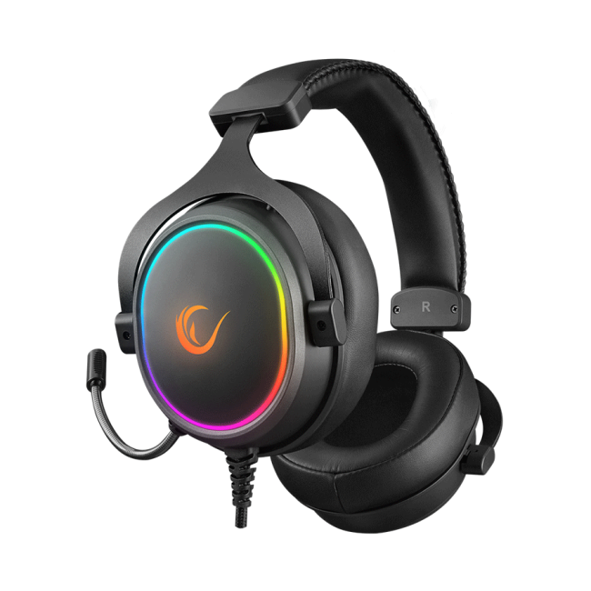 Slušalice sa mikrofonom gaming RAMPAGE ONYX-S Black USB 7.1 Version RGB Led Headset on line led and volume Controller - Image 2