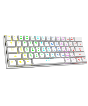 Tastatura gaming RAMPAGE KB-RX63 B-ATOM White Bluetooth RGB Backlight RED SWITCH US Layout 63 Mini