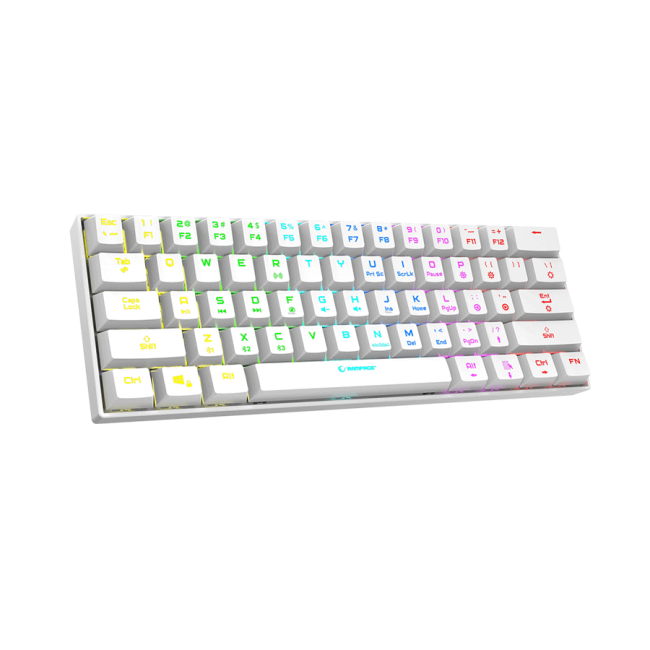 Tastatura gaming RAMPAGE KB-RX63 B-ATOM White Bluetooth RGB Backlight RED SWITCH US Layout 63 Mini