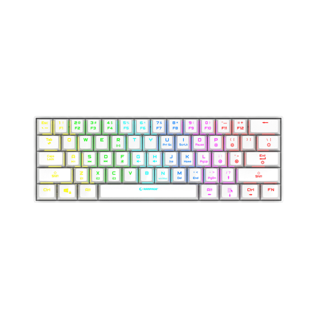 Tastatura gaming RAMPAGE KB-RX63 B-ATOM White Bluetooth RGB Backlight RED SWITCH US Layout 63 Mini - Image 2