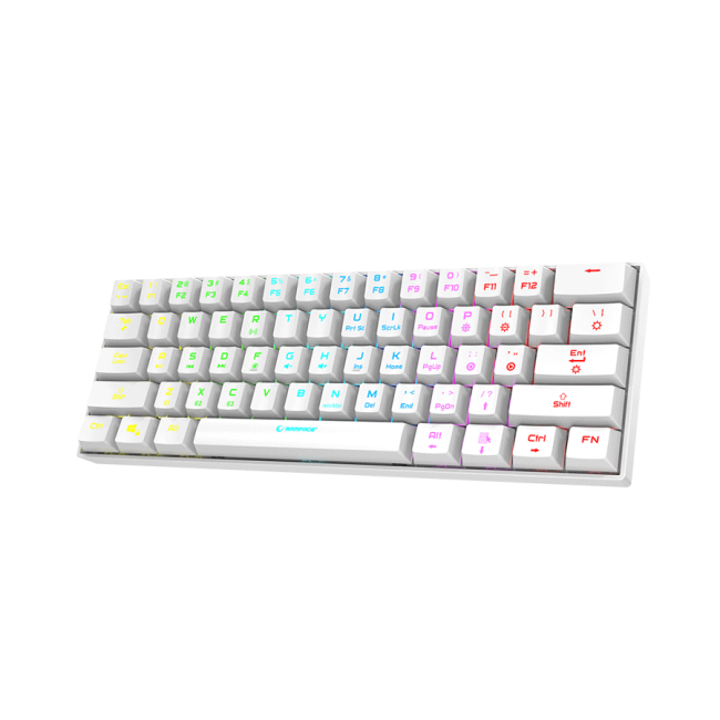Tastatura gaming RAMPAGE KB-RX63 B-ATOM White Bluetooth RGB Backlight RED SWITCH US Layout 63 Mini - Image 3