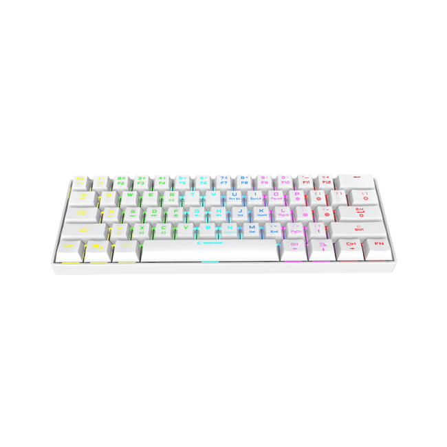 Tastatura gaming RAMPAGE KB-RX63 B-ATOM White Bluetooth RGB Backlight RED SWITCH US Layout 63 Mini - Image 4